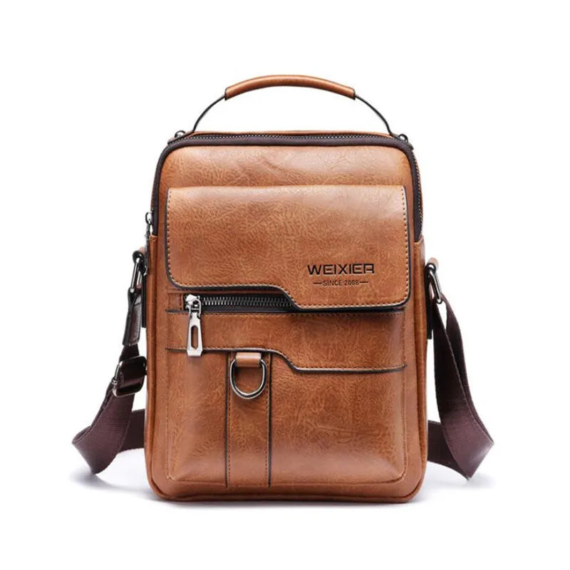 Crossbody Bag For Men's Shoulder Bags Retro Vertical Portable Business Male Bags Casual Leather Shoulder Bag