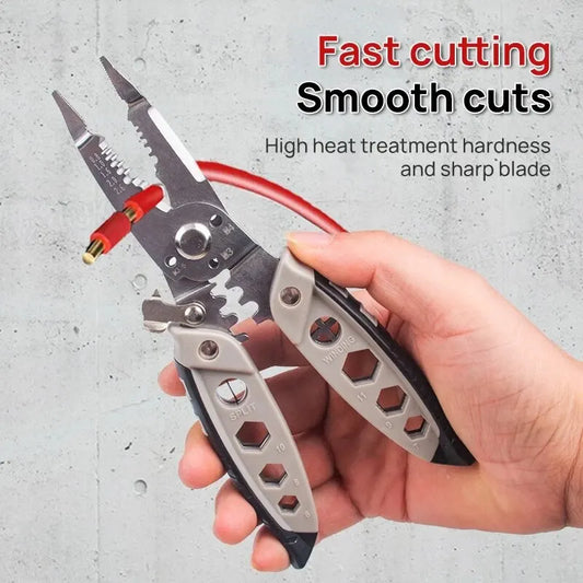 7''Multipurpose Wire Stripper Stripping Cutter Crimping Cable Electrician Wire Repair Tool Chrome Vanadium Steel Multitool Plier