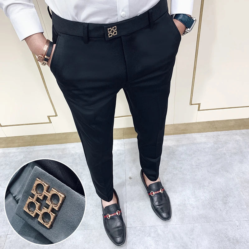 Spring and Autumn Men's Pants Fashion Korean Slim Men's Casual Ankle Pants Streetwear Men's Pants Men's Black Grey