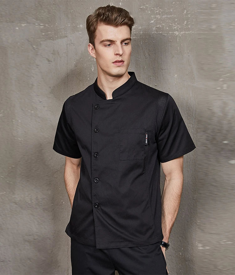 ropas de cocina ,chef Double Breasted Chef Coat Short Sleeves Restaurant Hotel Cook Uniform Kitchen Cooking Jacket Cafe Bakery Work Shirt Breathable