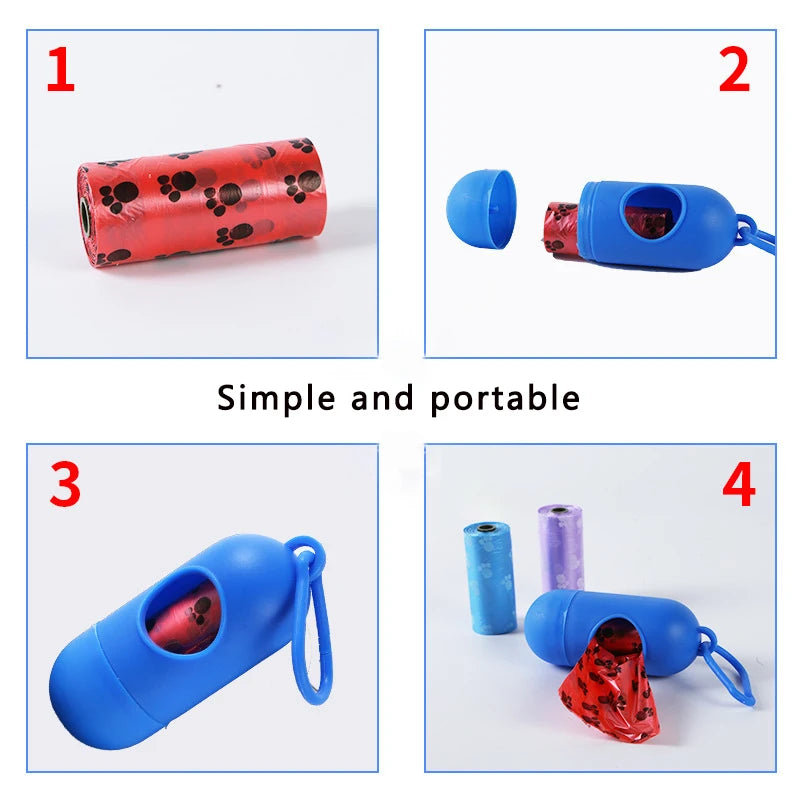 Dog Poop Bag Holder Portable Pet Waste Bag Dispenser Capsule Shape Dog Garbage Holder Dispensers Cleaning Supplies