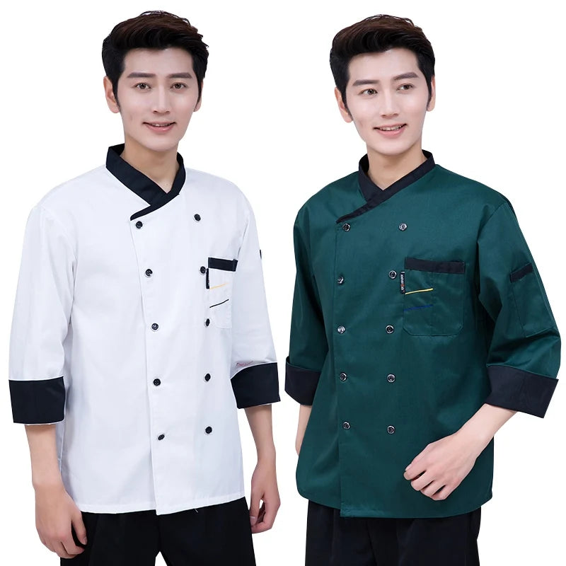 ropas de cocina ,chef Men Women Restaurant Kitchen Chef Uniform Long Sleeves Chef Jacket Works Clothes Canteen Cake Shop Cafe Shirt Cooking Costume