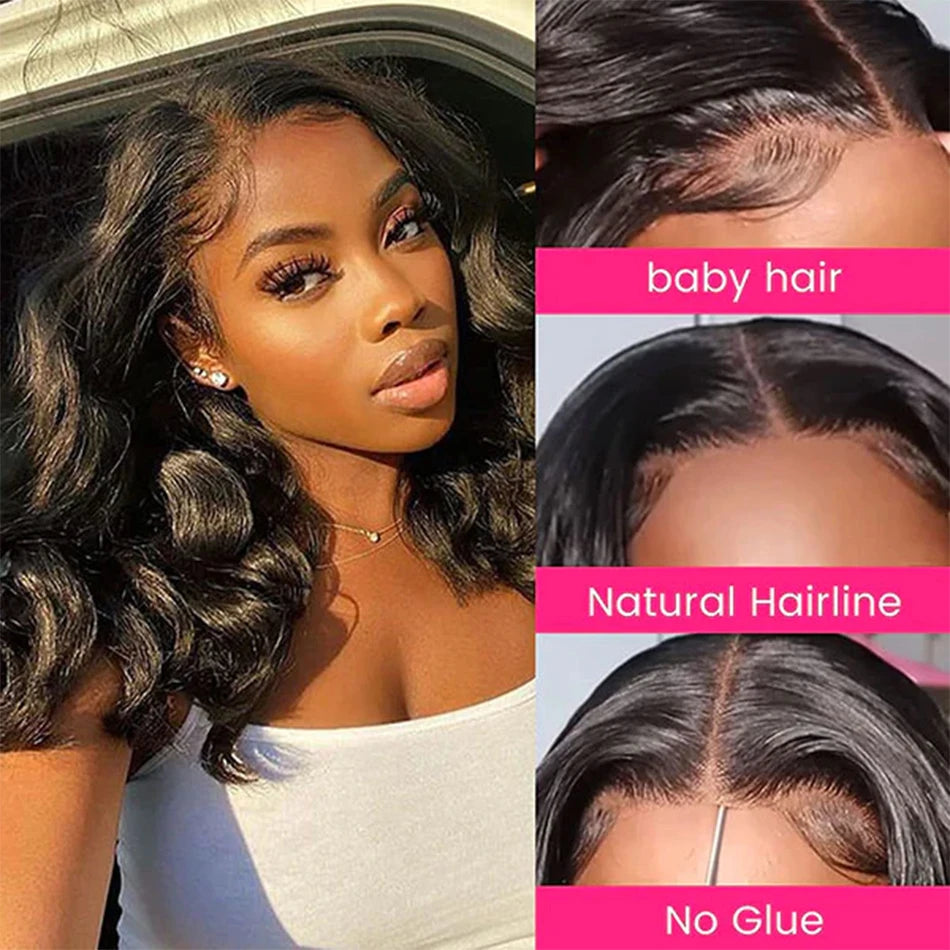 13x4 Glueless Wig Human Hair Lace Frontal Wig 100% Loose Body Wave Short Bob Wigs Ready To Wear Pelucas De Cabello 100% Hhumano