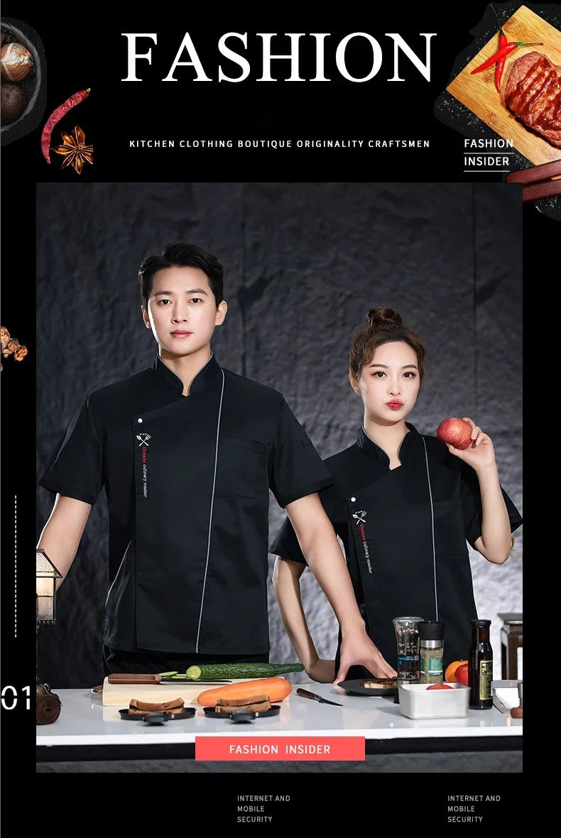 ropas de cocina ,chef Men's Chef's Jacket Women Cook Clothing Food Service Uniform Cafeteria Chef Uniform Kitchen Cooking Clothes Restaurant Overalls