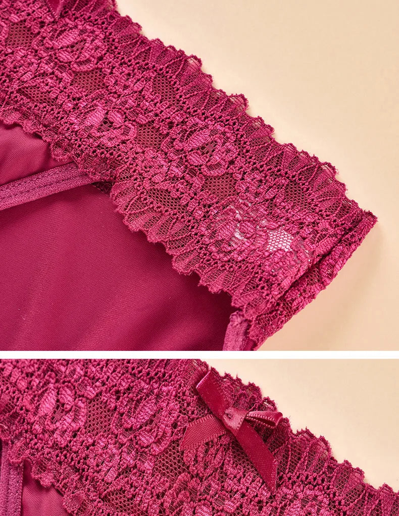 Sexy Lace Women Underwear Mid Waist Breathable Panties Solid Color Seductive Embroidered Briefs Soft Comfortable Girl Lingerie