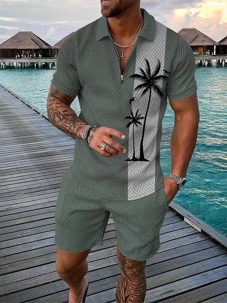 chemise d´ete Summer Hawaii 3D Print Polo Shirts Shorts Sets Men's Fashion Oversized Short Sleeve Shirt Pants Set Suits Man Tracksuit Clothing