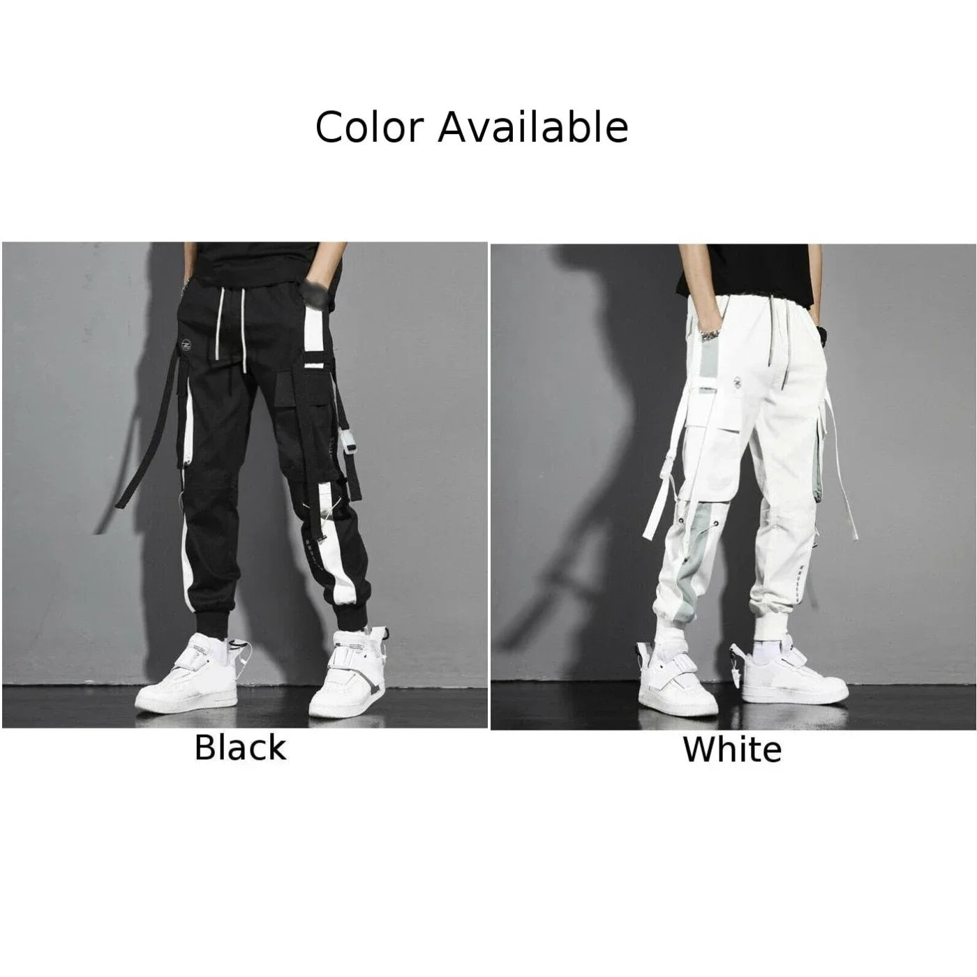 Fashion Men Cargo Pants Casual Trouser Pocket Streetwear Joggers Hip Hop Harem Pants Ribbons Man Sweatpants Harem Pants