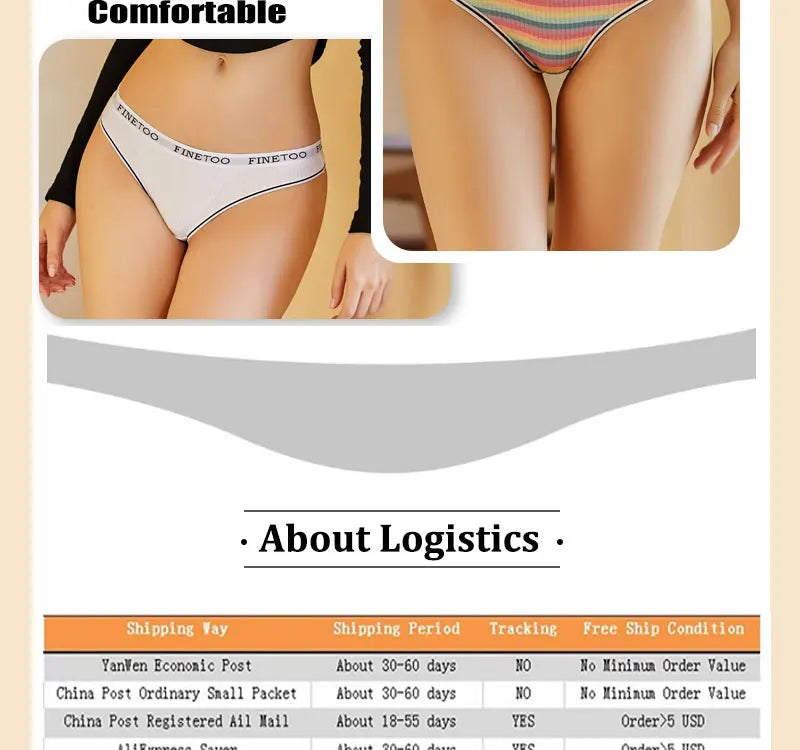 4Pcs/Set Women Cotton Colorful Stripe Panties Sexy Underwear G-Strings Rainbow Thongs Female Soft Breathable Intimates Lingerie