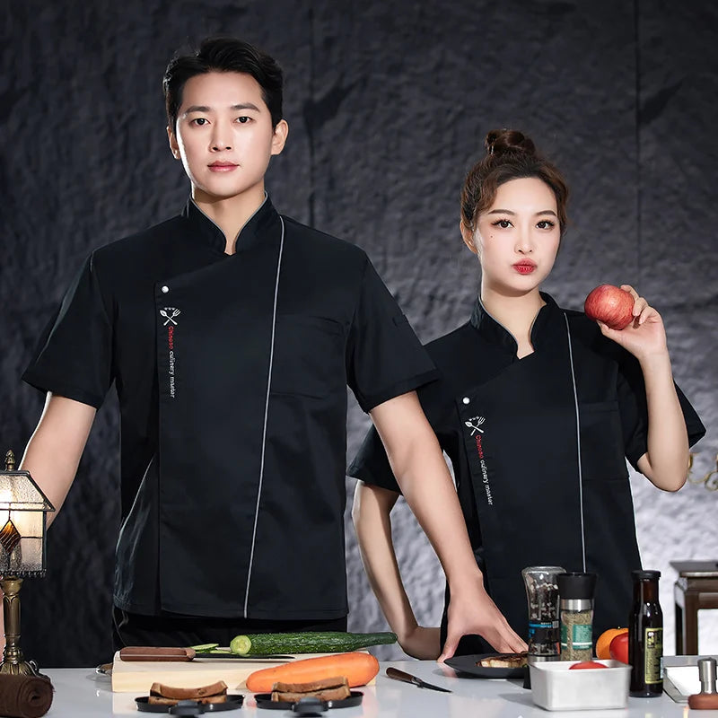 ropas de cocina ,chef Men's Chef's Jacket Women Cook Clothing Food Service Uniform Cafeteria Chef Uniform Kitchen Cooking Clothes Restaurant Overalls