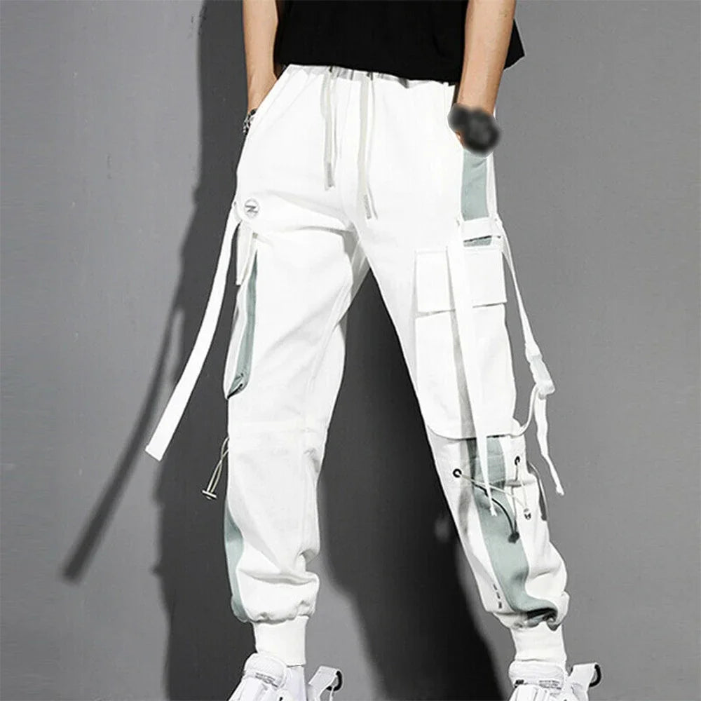 Fashion Men Cargo Pants Casual Trouser Pocket Streetwear Joggers Hip Hop Harem Pants Ribbons Man Sweatpants Harem Pants