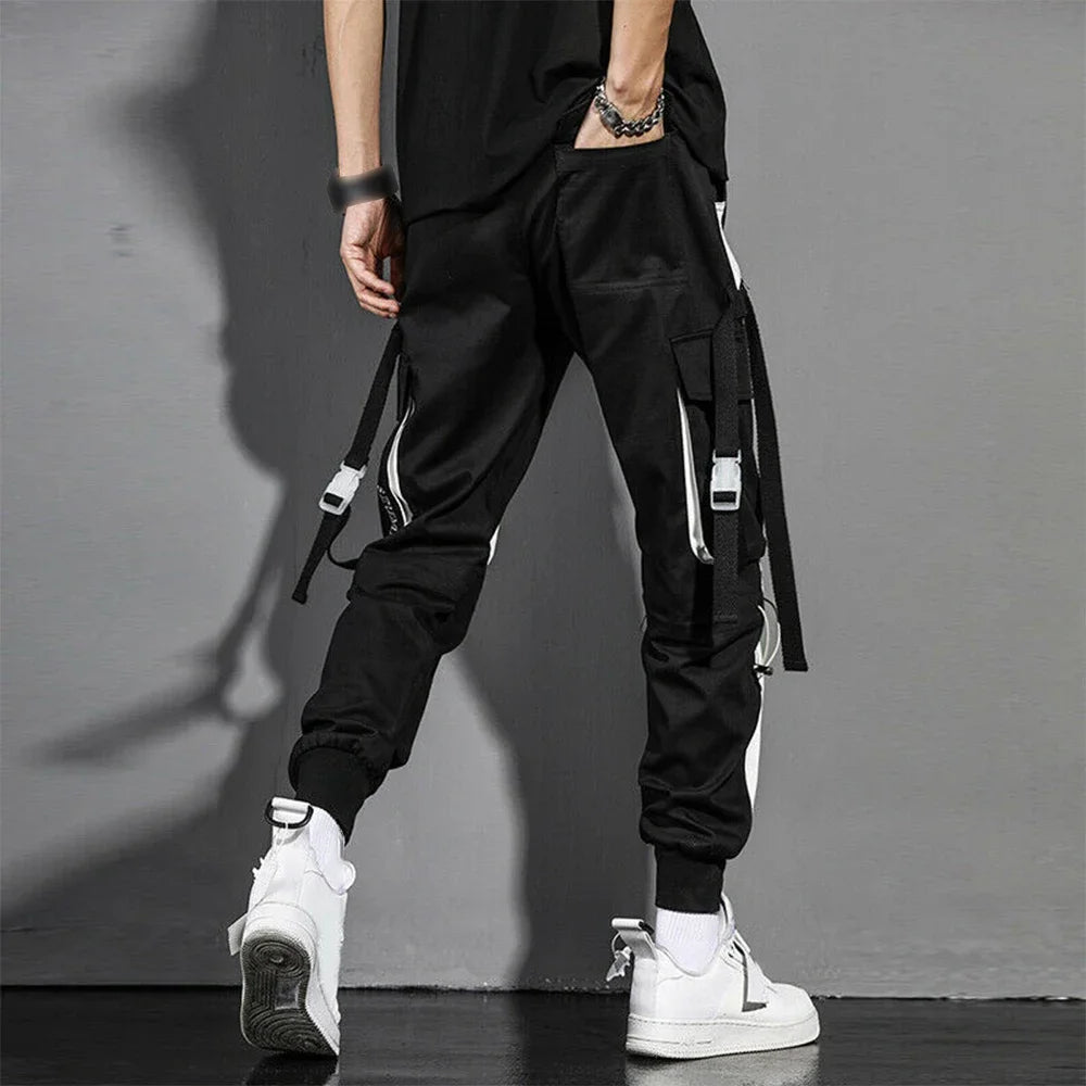 Fashion Men Cargo Pants Casual Trouser Pocket Streetwear Joggers Hip Hop Harem Pants Ribbons Man Sweatpants Harem Pants