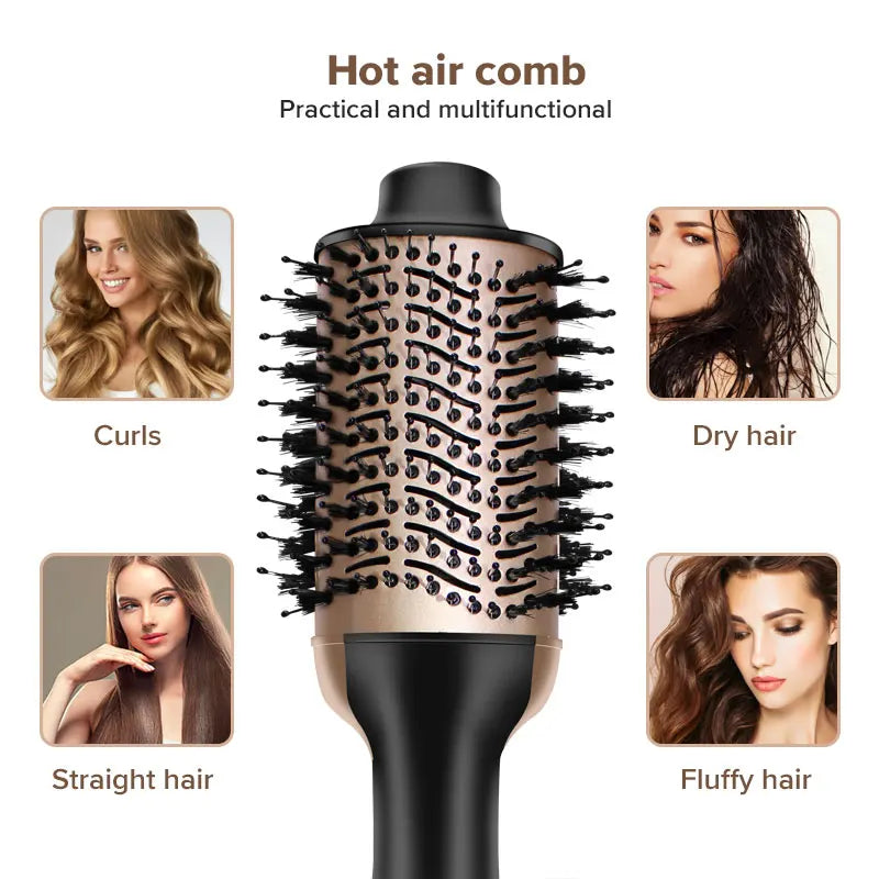 sechoir 1200W Hair Dryer Hot Air Brush Styler and Volumizer Hair Straightener Curler Comb Roller One Step Electric Ion Blow Dryer Brush