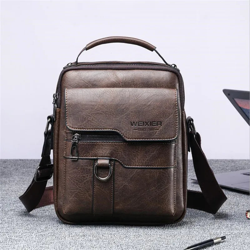 Crossbody Bag For Men's Shoulder Bags Retro Vertical Portable Business Male Bags Casual Leather Shoulder Bag