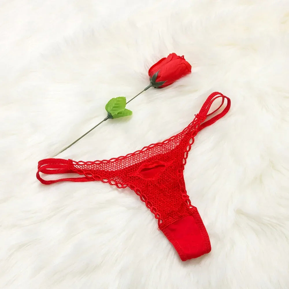 New lady Sexy G String Women's Panties Red  Thongs Ladies Roses Lace Lingerie Women's Underwear