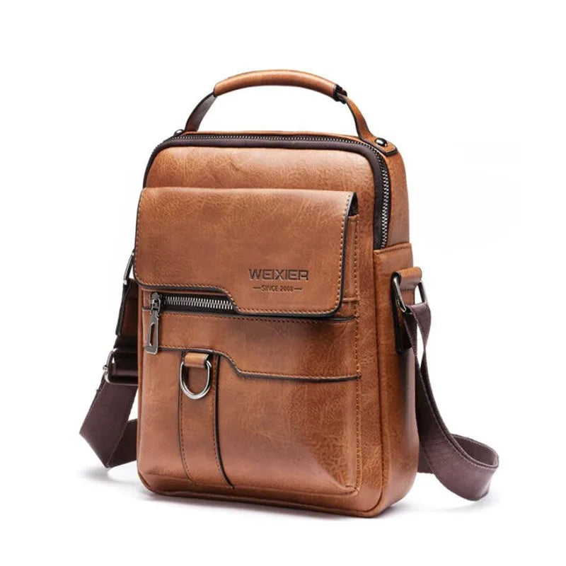 Crossbody Bag For Men's Shoulder Bags Retro Vertical Portable Business Male Bags Casual Leather Shoulder Bag