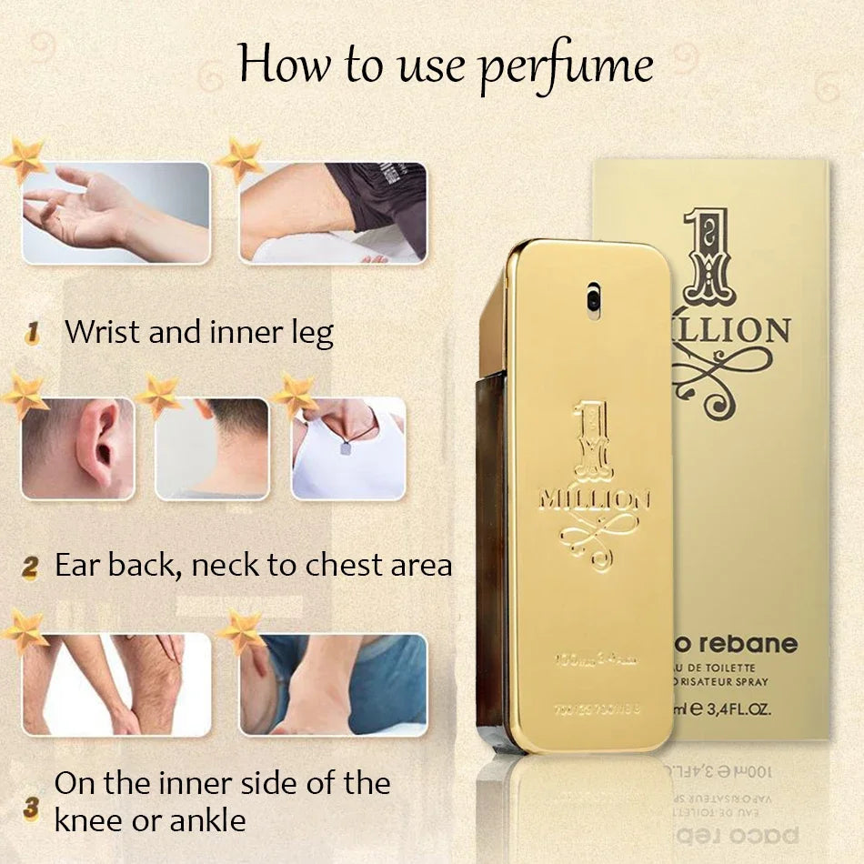 perfume one million New Soft Golden Millionaire Men'S Seductive Leather Notes Best Gifts for Men and Women 100ml Festival Birthday Gift