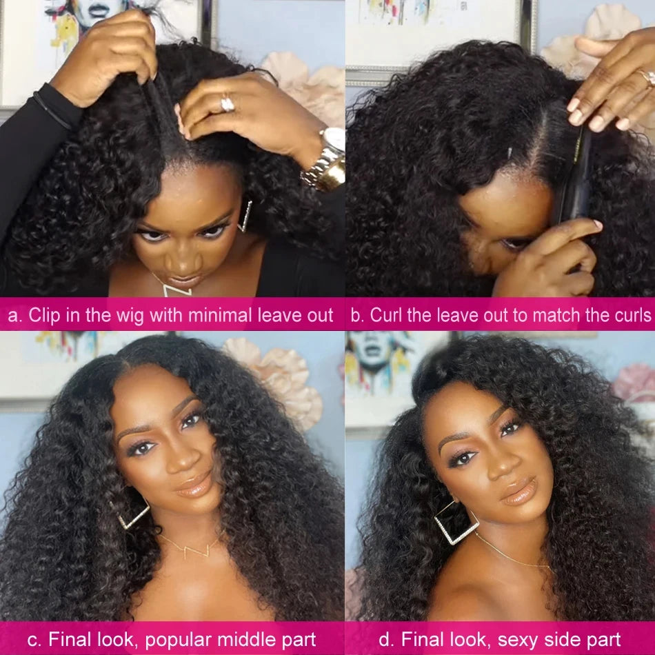 Curly U-part Wig Human Hair Wig Super Natural Realistic No Leave-out Thin Part Upgrade U-Part Wig for Beginners