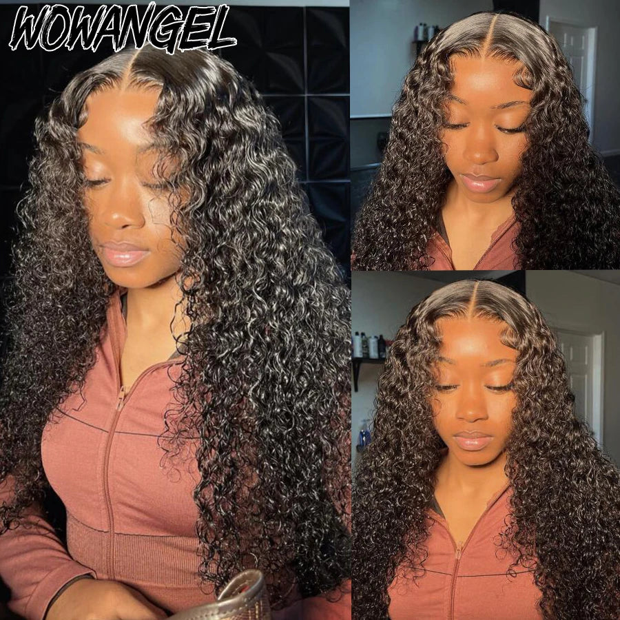 Wow Angel HD Lace Closure Wigs 6X6/5X5/4X4 Wear & Go Glueless Water Wave Wig PrePlucked Natural Hairline Human Hair Curly Wig