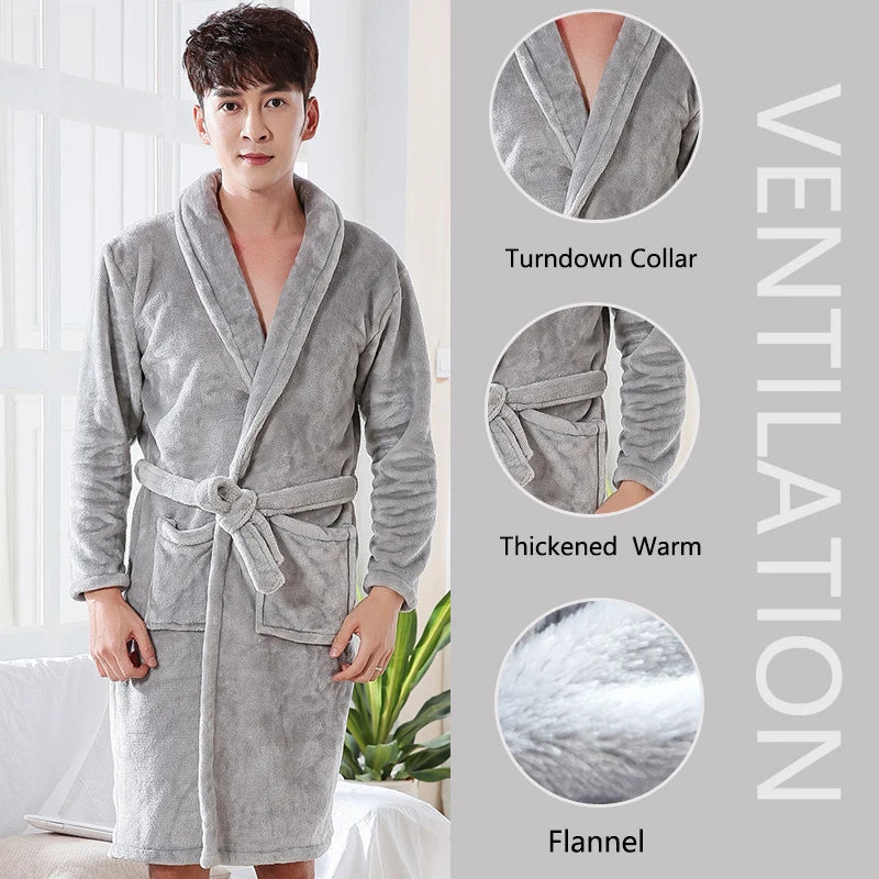 Bata para dormir Thickened Warm Flannel Robe Large Size Autumn Winter Couple Pajamas Coral Velvet Ladies Bathrobe Homewear Padded Men Sleepwear