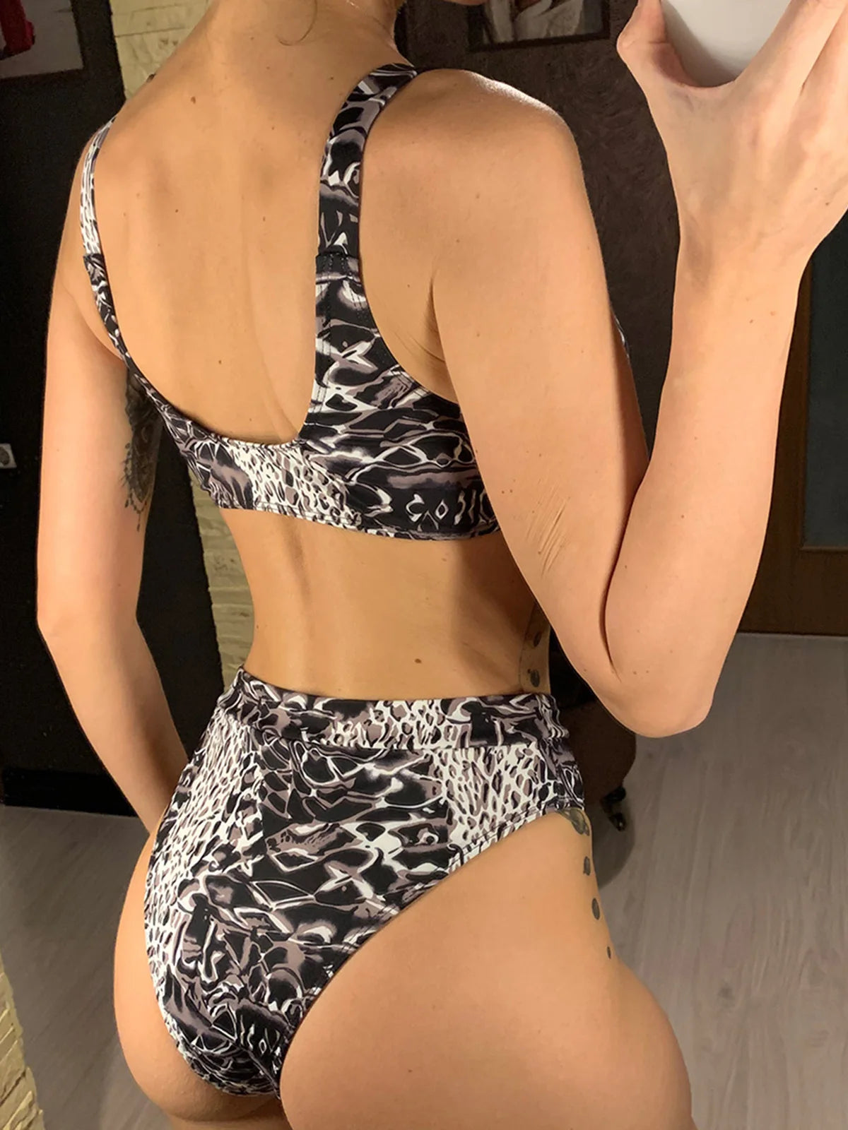 bragas mujeres New Sexy Printed Swimsuit High Waist Bikini Women Swimwear Two-pieces Bikini set Bather High Waist Bathing Suit Swim Wear V1674