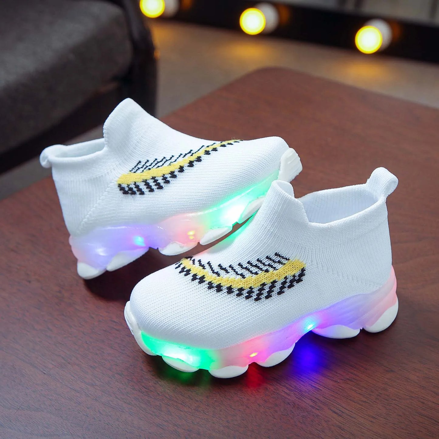 zapatos Winter Girls Boys Shoes Sports LED Weave Baby Tenis Casual Breathable Kids Sneakers Socks Shoes Toddler Kids Shoes 2023 New