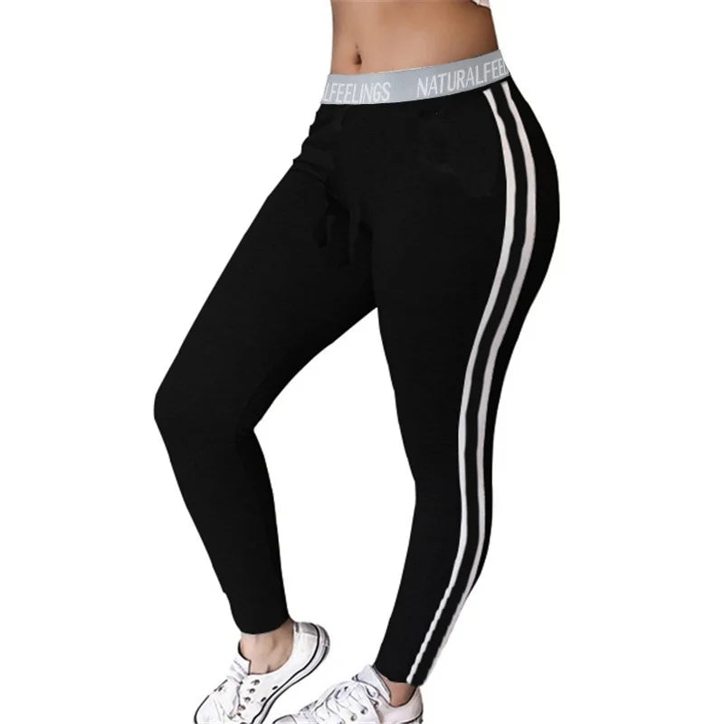 ropa fitness  M-XXXXXL Black Leggings Women Casual Fitness Sweatpants ropa para mujer Letter Print Bell Sport Long Pants Streetwear Trousers