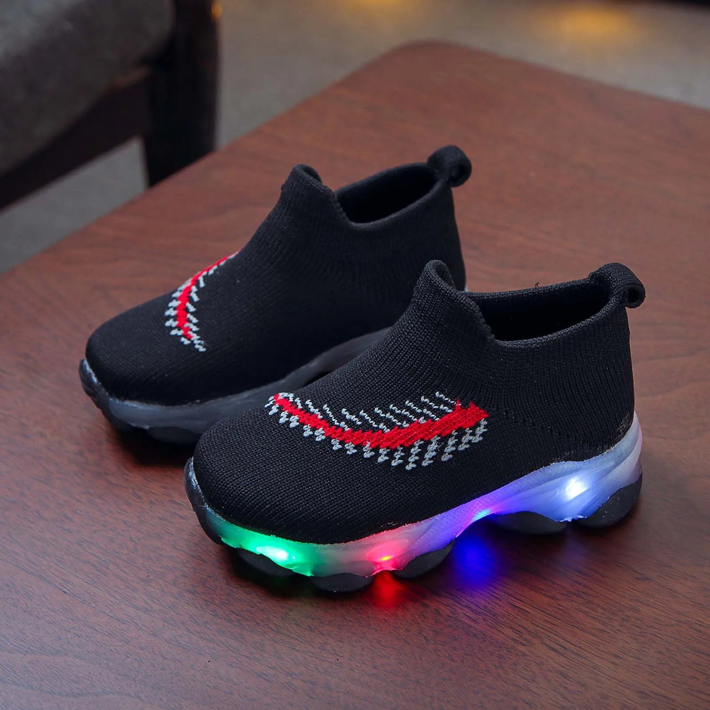 zapatos Winter Girls Boys Shoes Sports LED Weave Baby Tenis Casual Breathable Kids Sneakers Socks Shoes Toddler Kids Shoes 2023 New