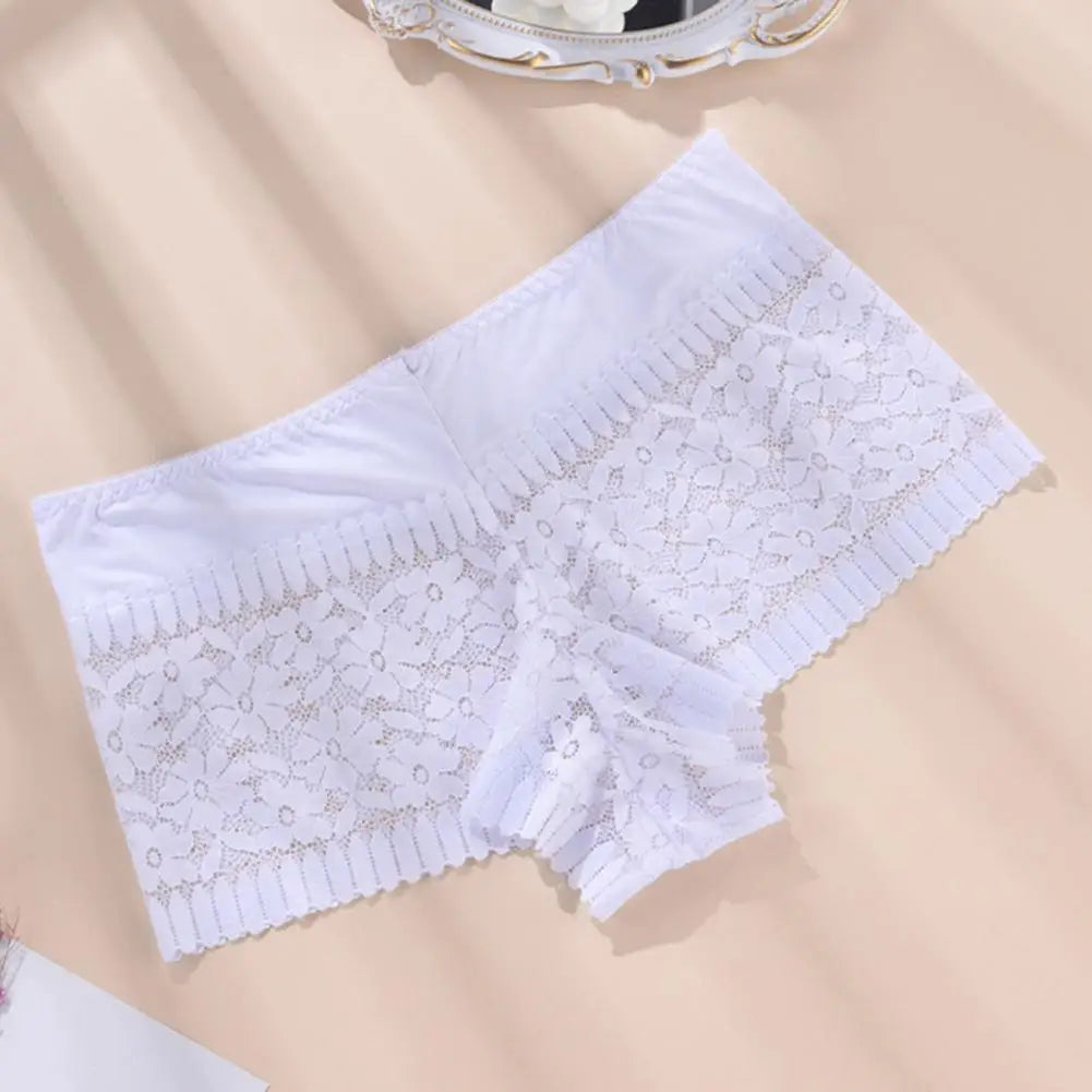 pantaletas Hollow Out Seamless Lace Panties with Flower Embroidery Soft Breathable Underwear for Women Mid Waist Quick Dry Lady Briefs