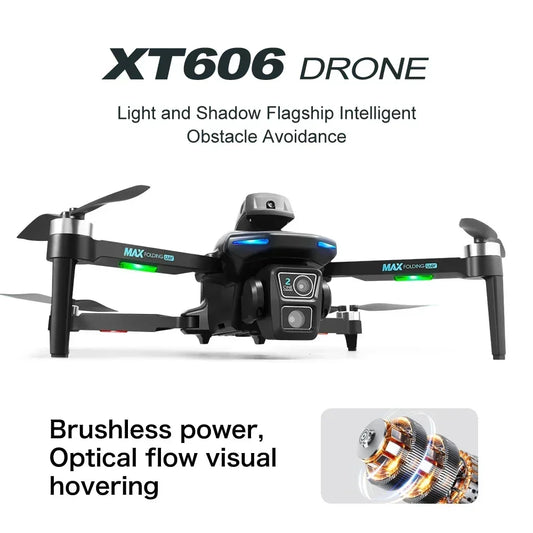 drone 2024 New XT-606 Max Drone 6k HD Dual Camera FPV드론 Professional 2.4G Dual Servo Optical Flow Brushless Folding Aerial Dron Toy