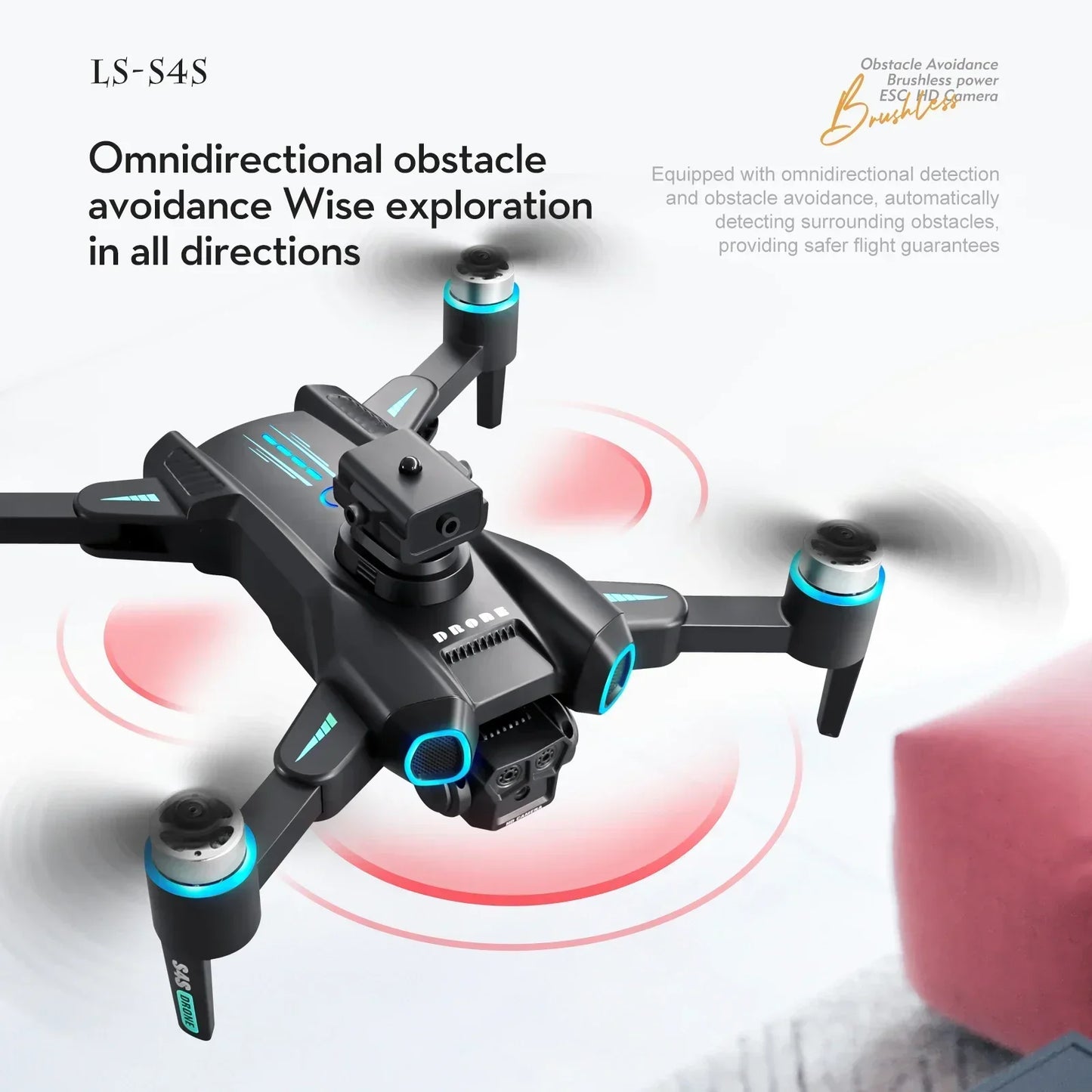 drones LS-S4S RC Drone 5G WiFi FPV Brushless Motor GPS Return 360° Laser Obstacle Avoidance 4K HD Dual Camera RC Quadcopter Drone Toys