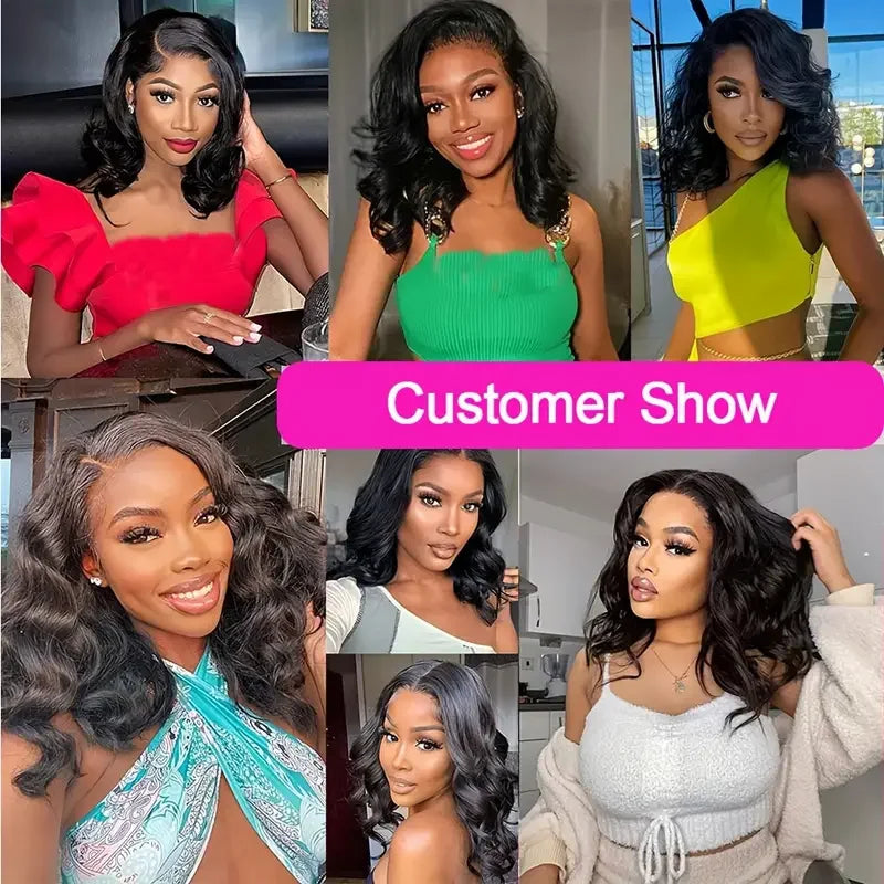 13x4 Glueless Wig Human Hair Lace Frontal Wig 100% Loose Body Wave Short Bob Wigs Ready To Wear Pelucas De Cabello 100% Hhumano