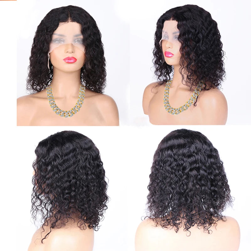 Peluca Short Bob Water Wave Perruque Raw Brazilian Virgin Human Hair Full 360 Hd Lace Front Frontal Wigs  For Black Women Peruca