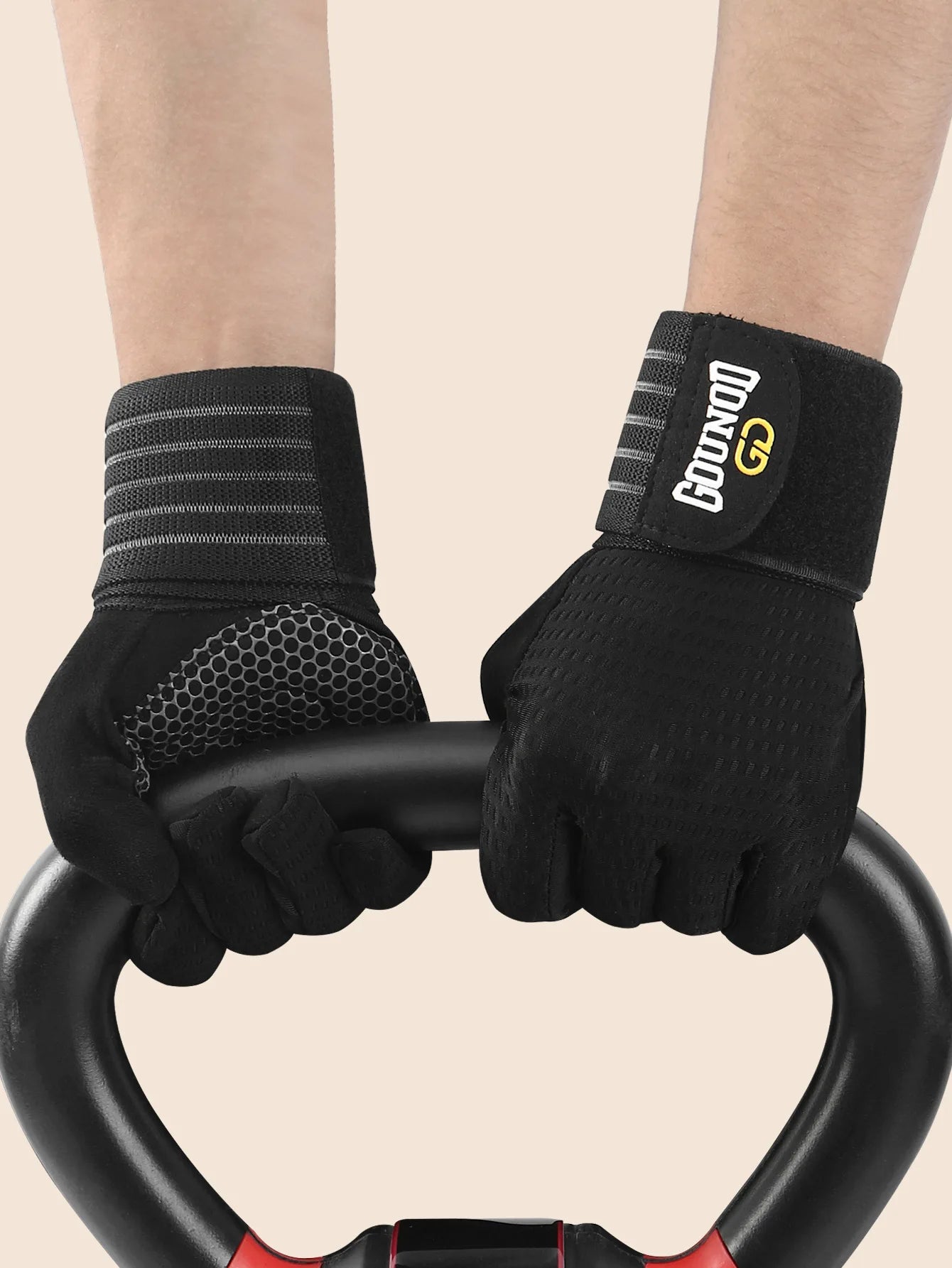 Luvas de ginástica com dedos inteiros, luvas de levantamento de peso com suporte para pulso para exercícios pesados, treinamento fitness, musculação