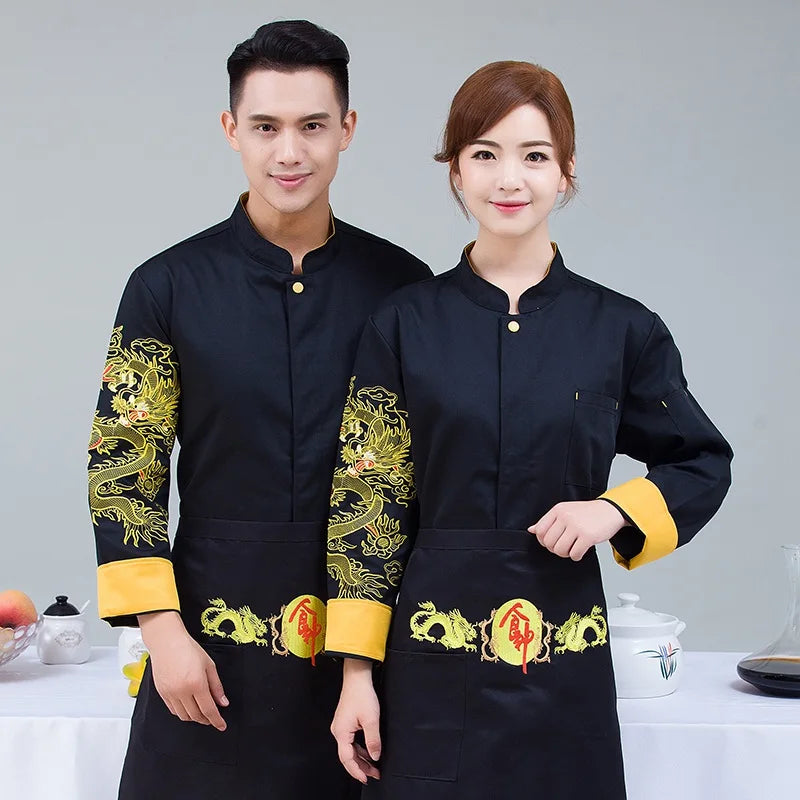 ropas de cocina ,chef Men Women Restaurant Kitchen Chef Uniform Long Sleeves Chef Jacket Works Clothes Canteen Cake Shop Cafe Shirt Cooking Costume