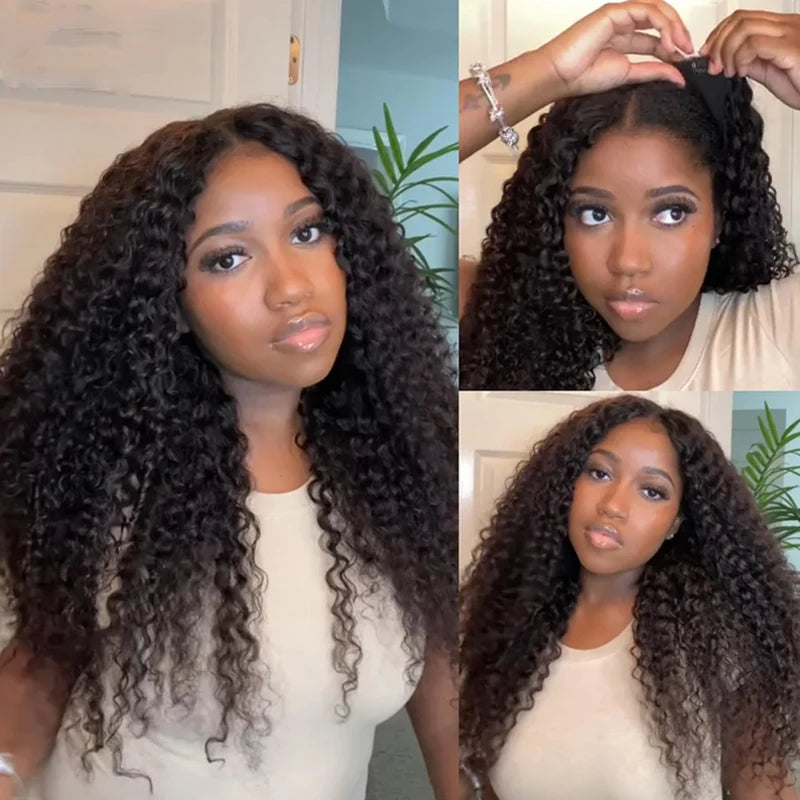 Curly U-part Wig Human Hair Wig Super Natural Realistic No Leave-out Thin Part Upgrade U-Part Wig for Beginners