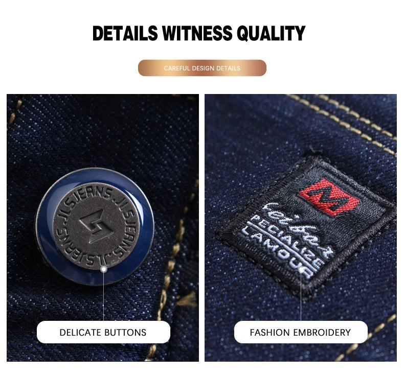 2022 Winter New Men's Fleece Warm Jeans Classic Style Business Casual Thicken Regular Fit Denim Pants Black Blue Brand Trousers