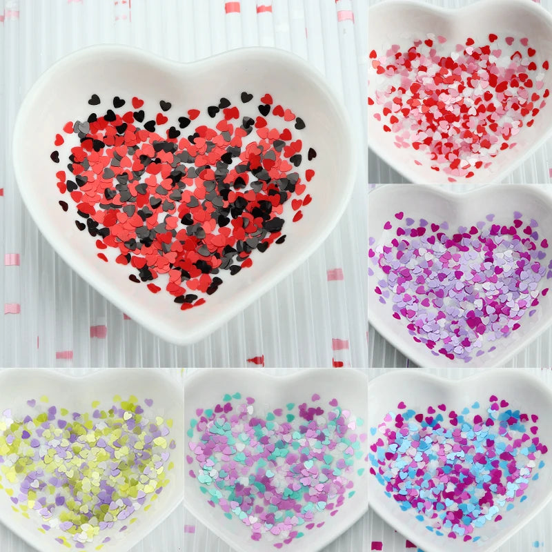 uñas Pearlescent Love Heart Nails Accessories Romantic Hearts Shaped Sequins Valentines Nail Art Glitter Flakes Decoración Para Uñas