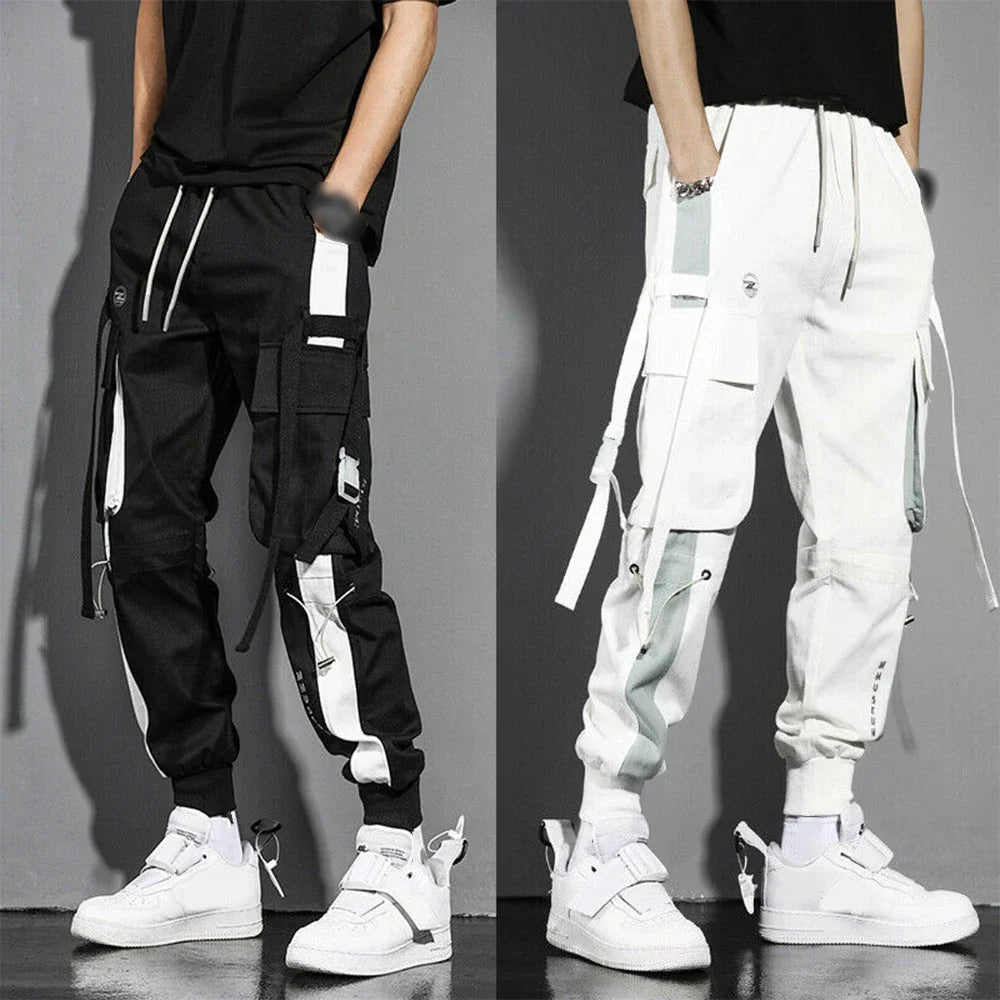 Fashion Men Cargo Pants Casual Trouser Pocket Streetwear Joggers Hip Hop Harem Pants Ribbons Man Sweatpants Harem Pants