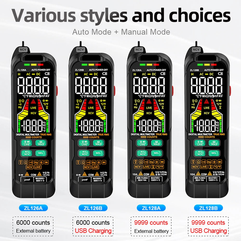 ZL126A/ZL128B Professional Digital Multimeter Alternating Current Voltage Multimetro True RMS Capacitance Detector Multitester