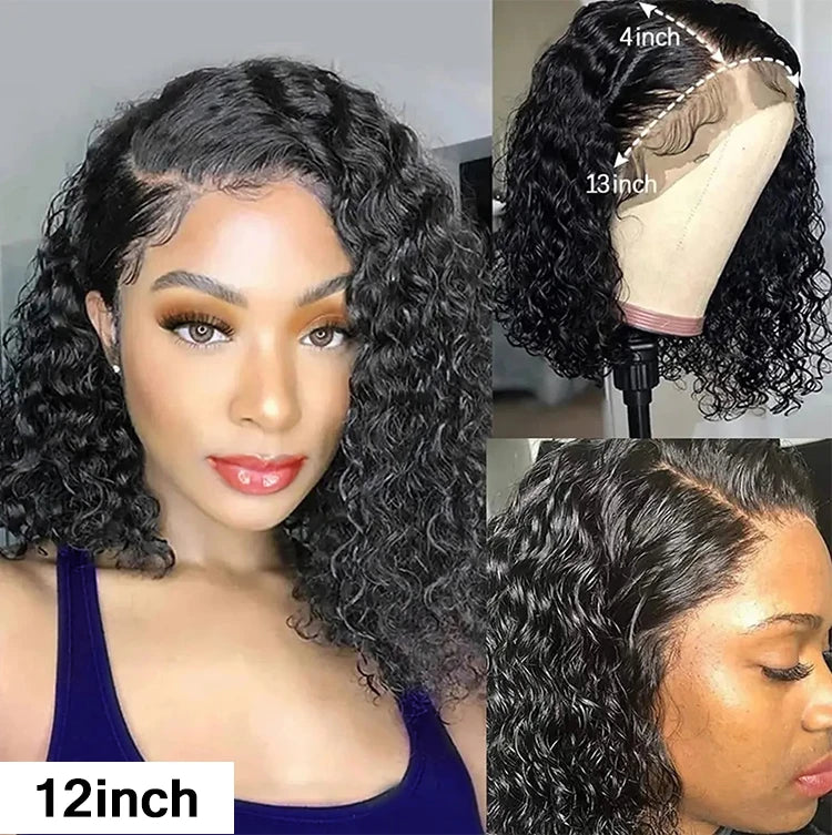 Peluca Short Bob Water Wave Perruque Raw Brazilian Virgin Human Hair Full 360 Hd Lace Front Frontal Wigs  For Black Women Peruca