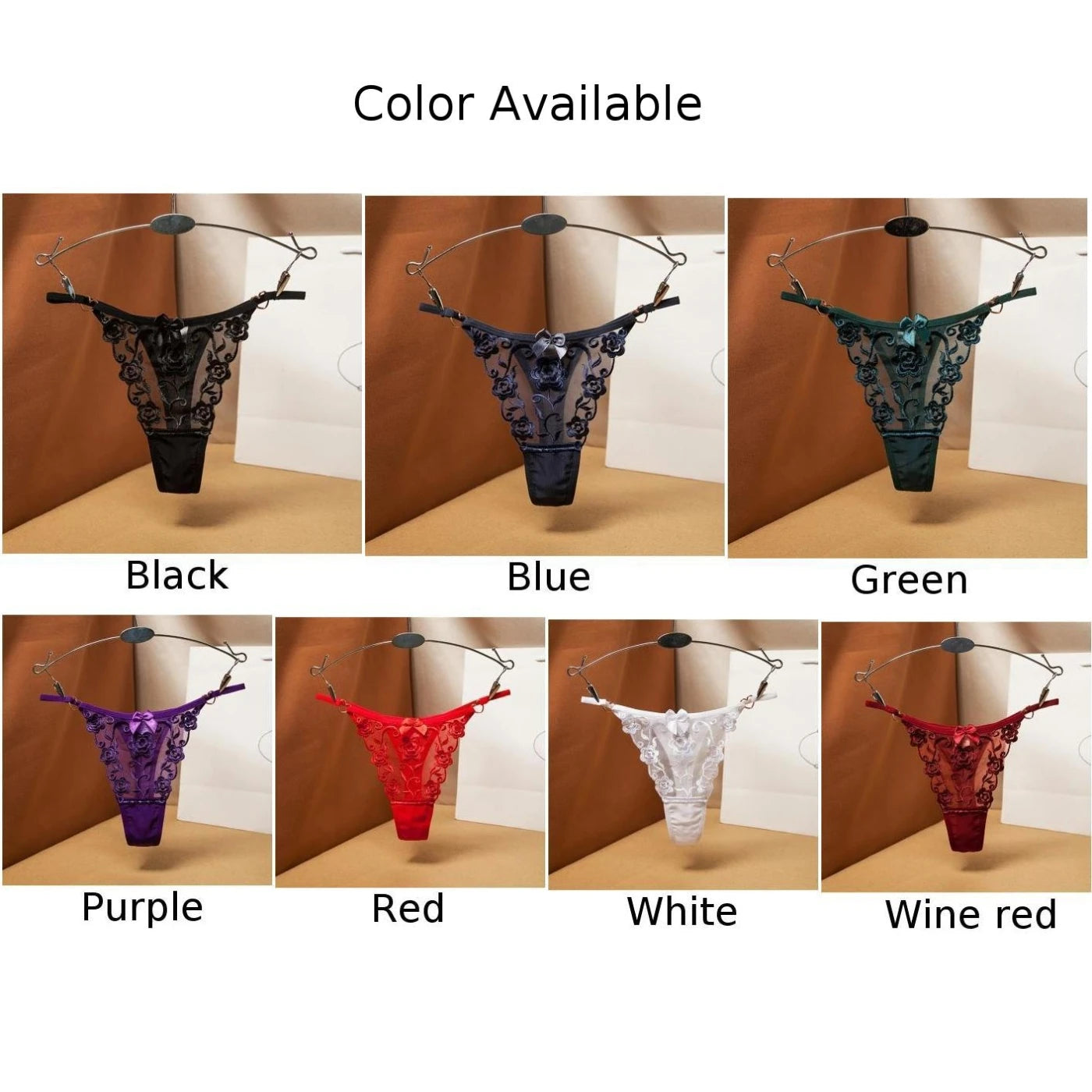 Woman Lace Thong G-String Panties Lingerie Underwear For Ladies Solid Black Red Mesh T-Back Thongs Women Clothing