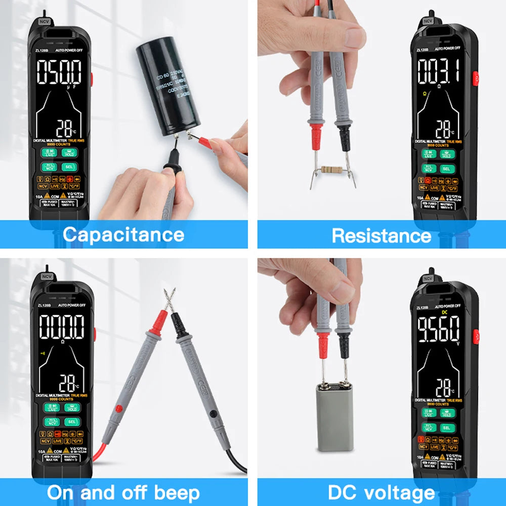 ZL126A/ZL128B Professional Digital Multimeter Alternating Current Voltage Multimetro True RMS Capacitance Detector Multitester