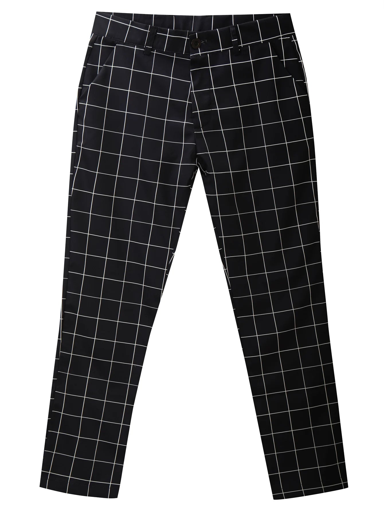 mens fashion plaid pants casual vintage style slightly stretch dress pants