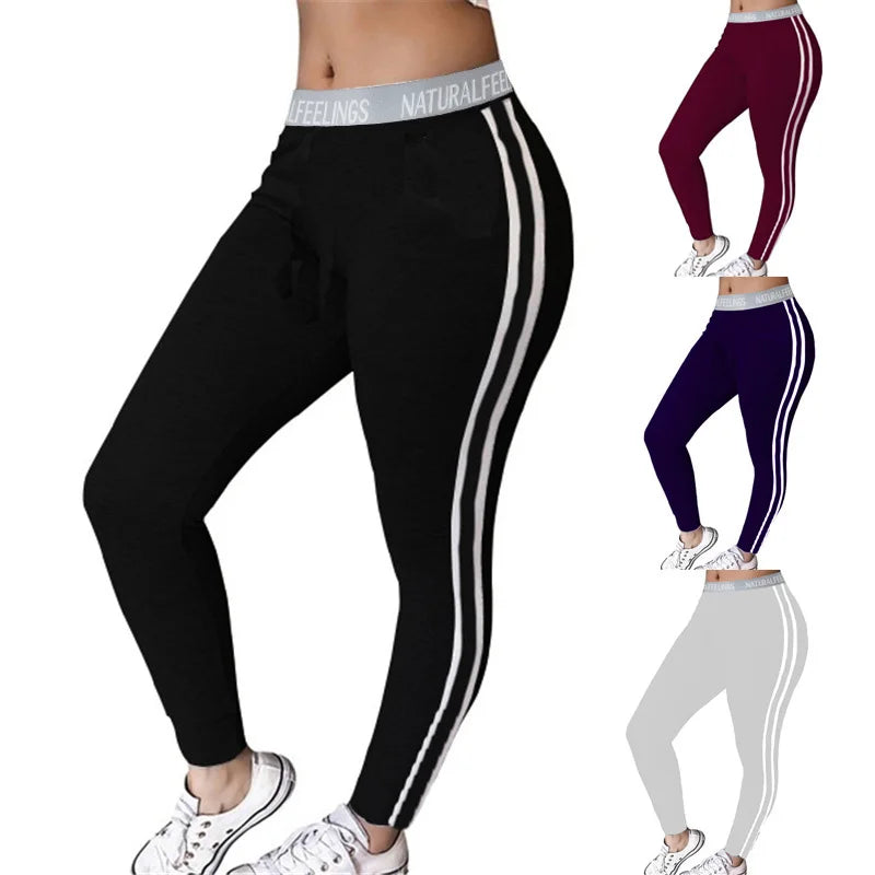 ropa fitness  M-XXXXXL Black Leggings Women Casual Fitness Sweatpants ropa para mujer Letter Print Bell Sport Long Pants Streetwear Trousers