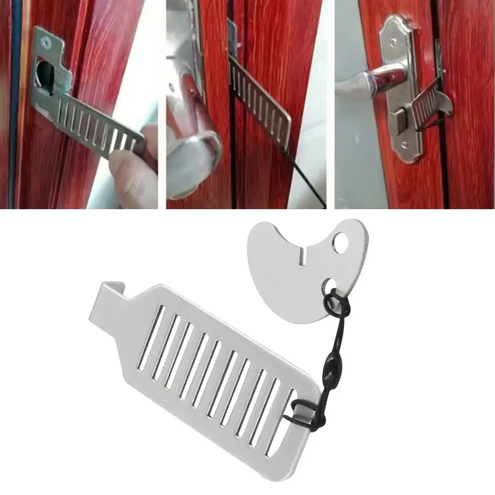 Portable Door Lock Punch-free Security Door Locker Safety Latch Metal Lock Home Room Hotel Travel Anti Theft Door Stopper Tool