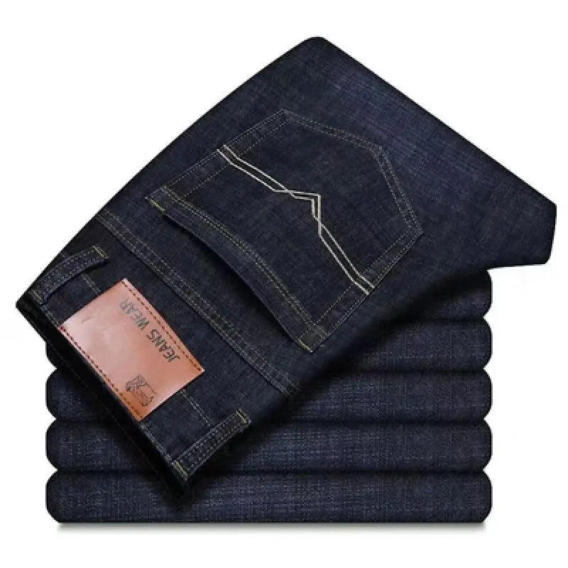 Pantalones vaqueros elásticos finos para hombre, Pantalones rectos sueltos informales, talla grande, Verano