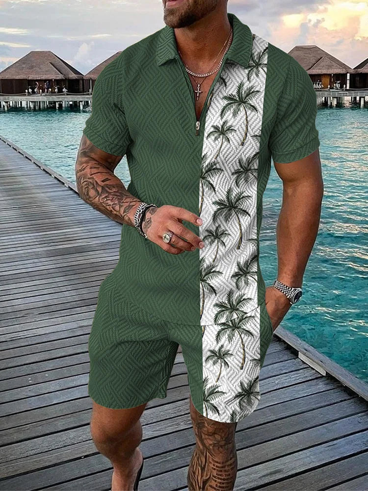 chemise d´ete Summer Hawaii 3D Print Polo Shirts Shorts Sets Men's Fashion Oversized Short Sleeve Shirt Pants Set Suits Man Tracksuit Clothing