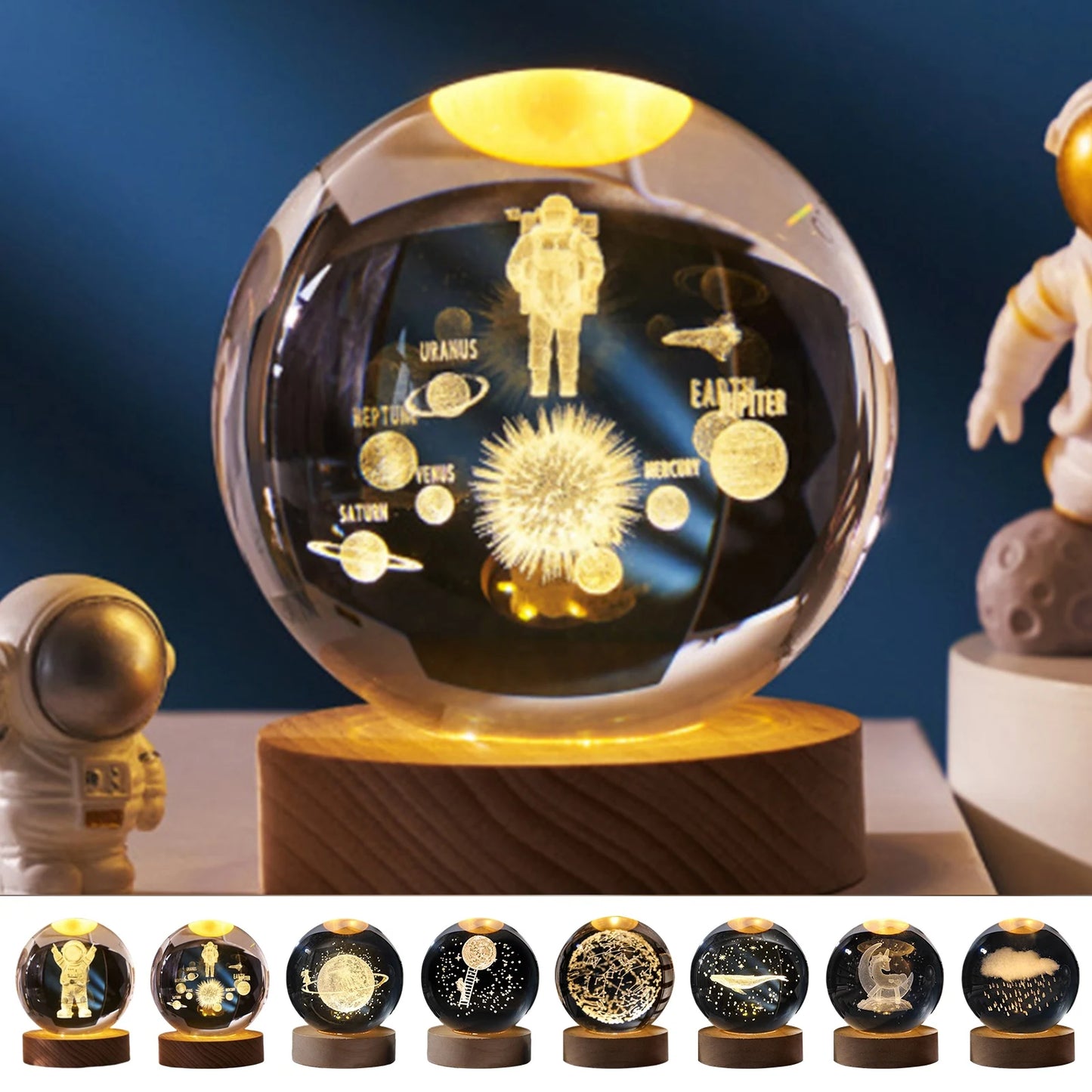 Astronomy Crystal Lights Glowing Planetary Galaxy Astronaut Ball Night Lights Bedside Light Ramadan Decoration Mood light