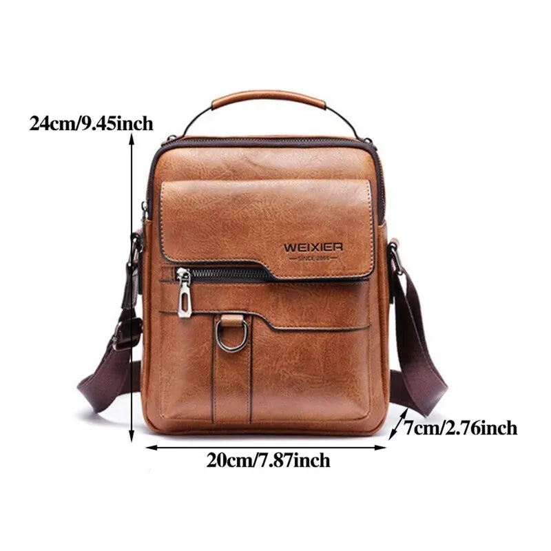 Crossbody Bag For Men's Shoulder Bags Retro Vertical Portable Business Male Bags Casual Leather Shoulder Bag