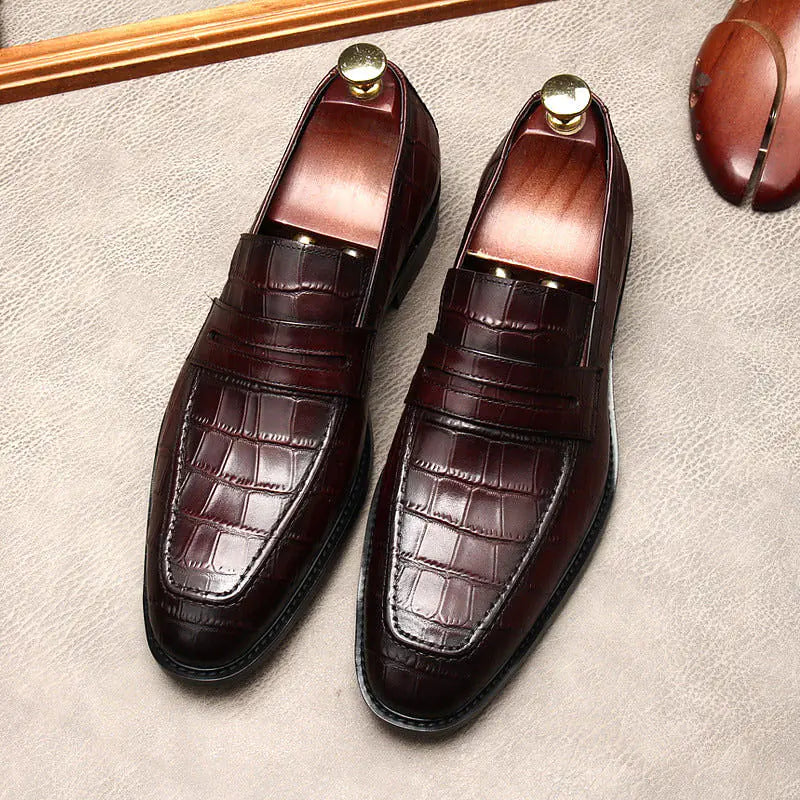 zapatilla Elegant leather alligator print Loafers (Crocodile pattern)